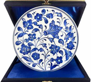 Iznik-Keramikteller mit blauem Lotus- und Blumenmotiv 18 cm - 1