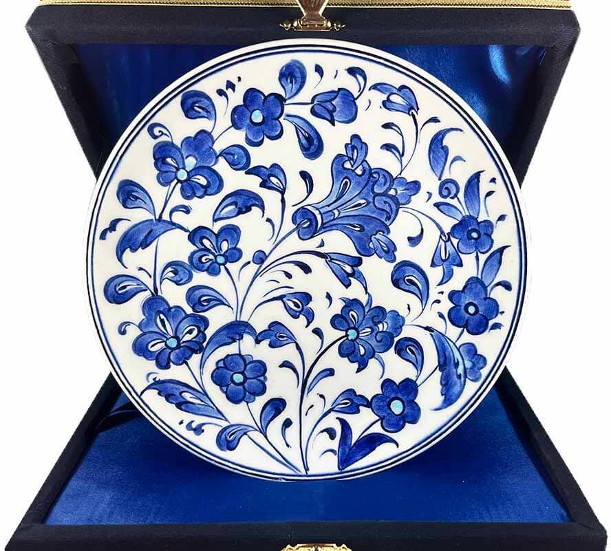 Iznik-Keramikteller mit blauem Lotus- und Blumenmotiv 18 cm - 1