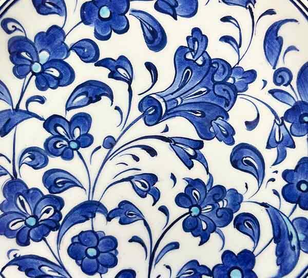 Iznik-Keramikteller mit blauem Lotus- und Blumenmotiv 18 cm - 2