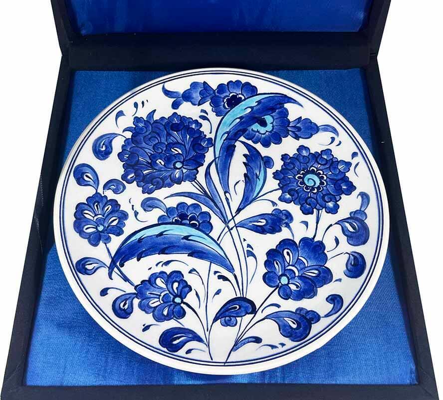 Iznik-Keramikteller mit blauem Lotus- und Schilfblattmotiv 18 cm - 2