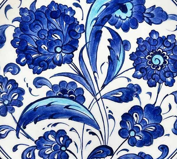 Iznik-Keramikteller mit blauem Lotus- und Schilfblattmotiv 18 cm - 3