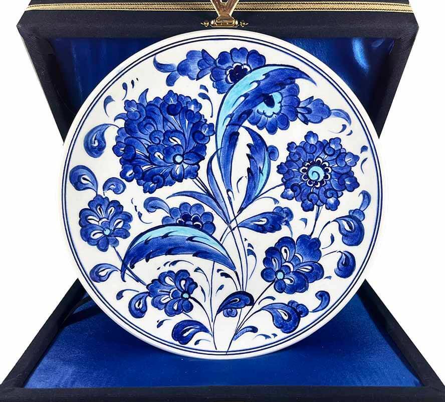 Iznik-Keramikteller mit blauem Lotus- und Schilfblattmotiv 18 cm - 1