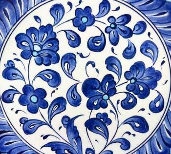 Iznik-Keramikteller mit blauem Lotusgarten-Motiv 18 cm - 3