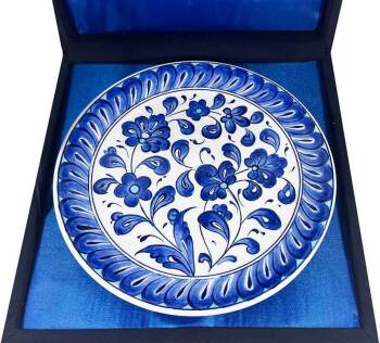 Iznik-Keramikteller mit blauem Lotusgarten-Motiv 18 cm - 2