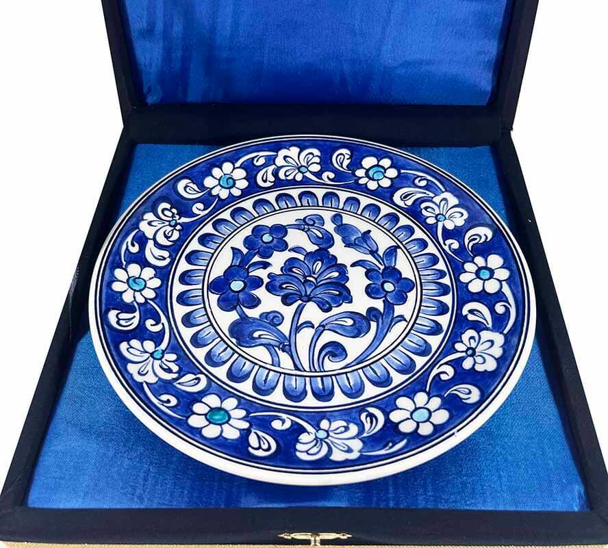 Iznik-Keramikteller mit blauem Lotusmotiv und floraler Bordüre 18 cm - 2