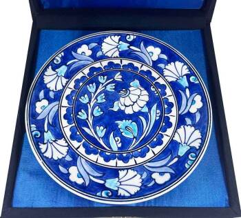 Iznik-Keramikteller mit blauem Nelkenmotiv 18 cm - 2