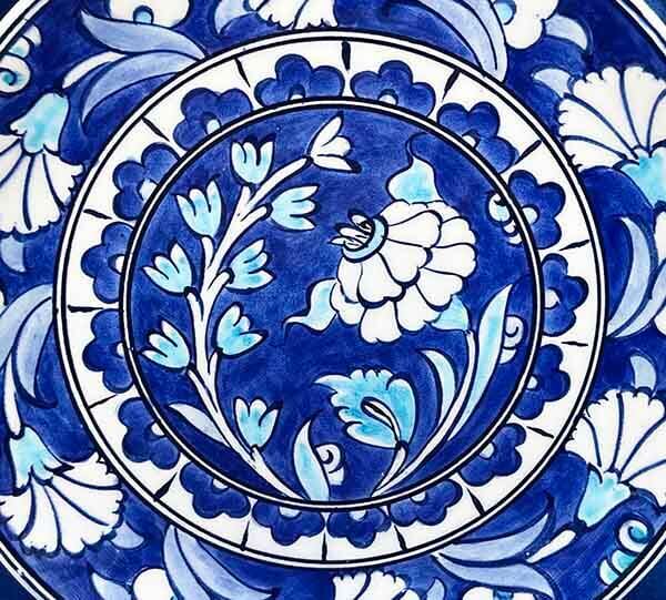 Iznik-Keramikteller mit blauem Nelkenmotiv 18 cm - 3