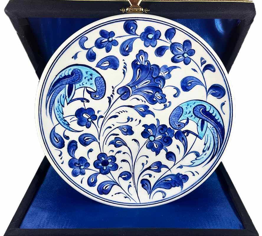 Iznik-Keramikteller mit blauem Vogel- und Lotusmotiv 18 cm - 1