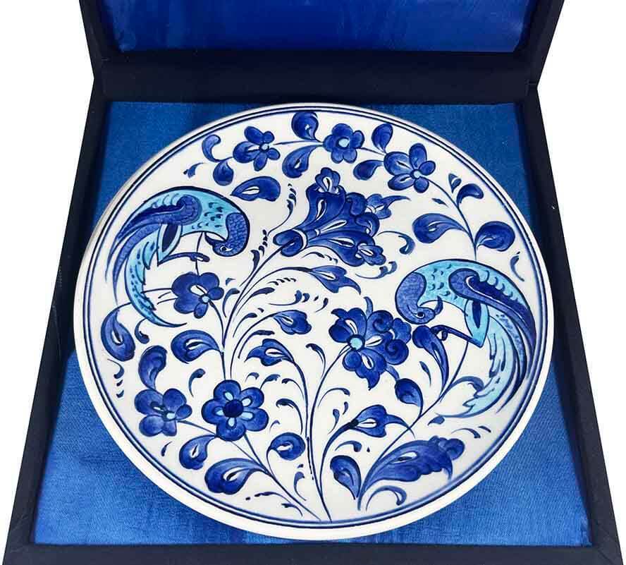 Iznik-Keramikteller mit blauem Vogel- und Lotusmotiv 18 cm - 2
