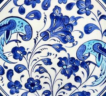 Iznik-Keramikteller mit blauem Vogel- und Lotusmotiv 18 cm - 3