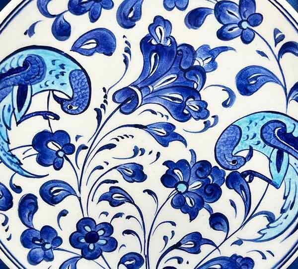 Iznik-Keramikteller mit blauem Vogel- und Lotusmotiv 18 cm - 3