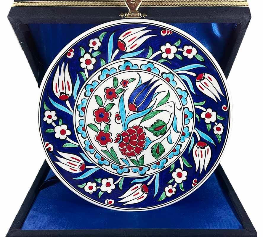 Iznik-Keramikteller mit Granatapfelblüten- und Tulpengarten-Motiv 18 cm - 1