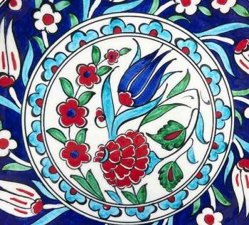 Iznik-Keramikteller mit Granatapfelblüten- und Tulpengarten-Motiv 18 cm - 3