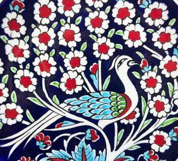 Iznik-Keramikteller mit Lebensbaum- und Pfauenmotiv 18 cm - 3