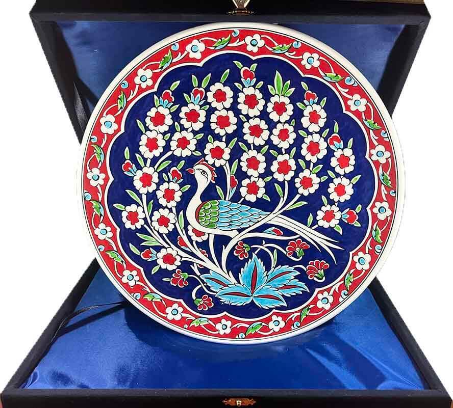 Iznik-Keramikteller mit Lebensbaum- und Pfauenmotiv 30 cm - 1