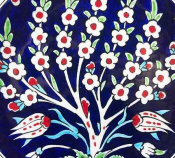 Iznik-Keramikteller mit osmanischem Lebensbaum-Motiv 18 cm - 3