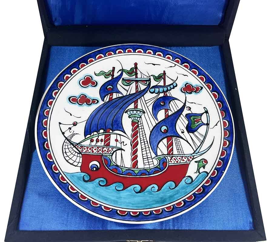 Iznik-Keramikteller mit osmanischem Seefahrer-Galeonenmotiv 18 cm - 2
