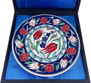 Iznik-Keramikteller mit osmanischem Tulpen- und Granatapfelmotiv 18 cm - 2