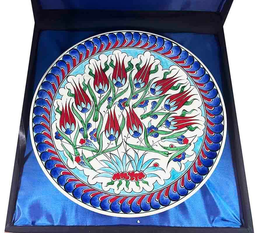 Iznik-Keramikteller mit rotem Tulpengarten-Motiv 30 cm - 2