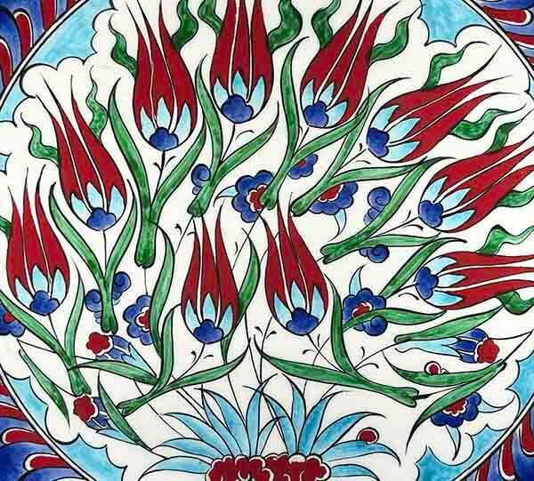 Iznik-Keramikteller mit rotem Tulpengarten-Motiv 30 cm - 3