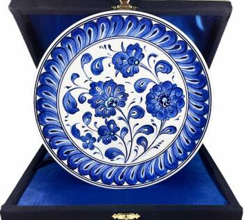 Iznik-Keramikteller mit traditionellem Lotusmotiv 18 cm - Çini Evi