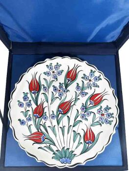 Iznik-Keramikteller mit Tulpen- und Hyazinthenmotiv – 25 cm Handgefertigter Wandteller - 3