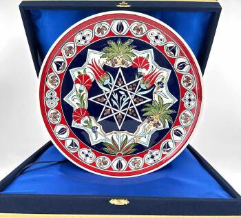 Iznik-Keramikteller | VAE–Türkiye Geschäftsgeschenk 30 cm - Çini Evi