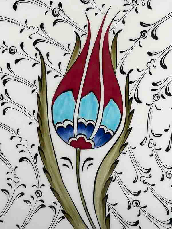Iznik Pottery Plate Tulip Motif - 2