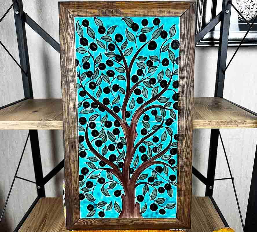 Iznik Tile Panel with Olive Tree Design - 1