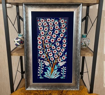 Iznik Tile Panel with Tree of Life Motif - Çini Evi