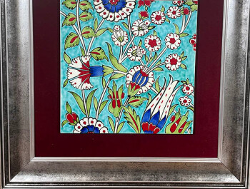 Iznik Tile Panel with Turquoise Floor Mat - 3