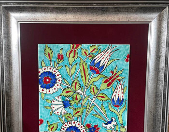 Iznik Tile Panel with Turquoise Floor Mat - Çini Evi (1)