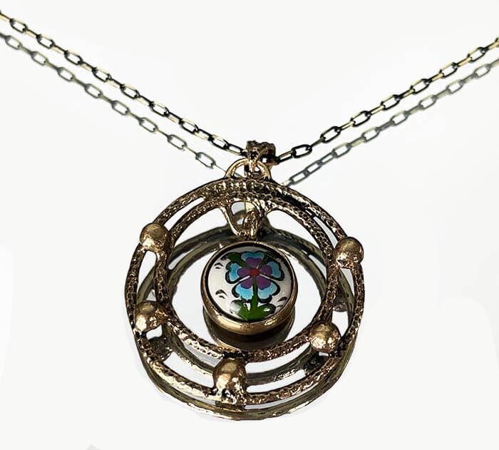 Iznik Tile Pendant with Clover Motif - 1