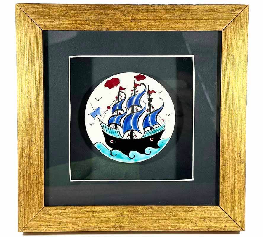 Iznik Tile Plaque with Ottoman Galleon Motif - 1