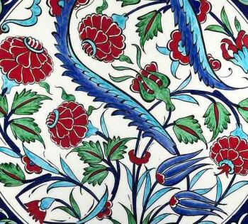 Iznik Tile Plate | Carnation and Tulip Pattern 30 cm - 3