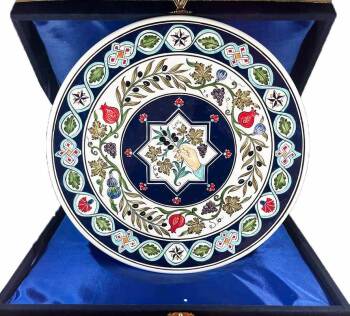 Iznik Tile Plate | Italy–Türkiye Business Gift 30 cm - Çini Evi