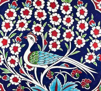 Iznik Tile Plate | Tree of Life and Peacock Pattern 30 cm - 3