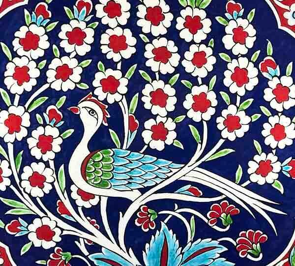 Iznik Tile Plate | Tree of Life and Peacock Pattern 30 cm - 3