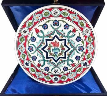 Iznik Tile Plate | USA–Türkiye Business Gift 30 cm - Çini Evi