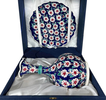 Iznik Tree of Life Pattern Vase and Plate Set - 2