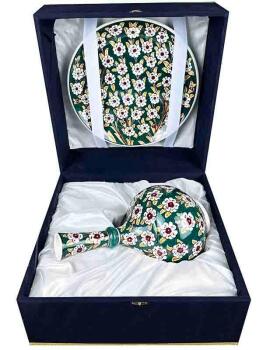 Iznik Vasen- und Teller-Set mit Lebensbaum-Motiv – Exklusives Firmengeschenk, Handgefertigt (je 30 cm) - 4