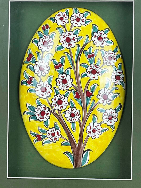 Décoration murale Iznik VIP fond jaune motif arbre de vie avec passe-partout - 2