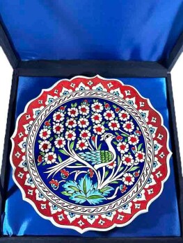Iznik Wandteller 25 cm – „Garten des Paradieses“-Motiv mit Pfau, Tulpe, Granatapfel und Hyazinthe - 3