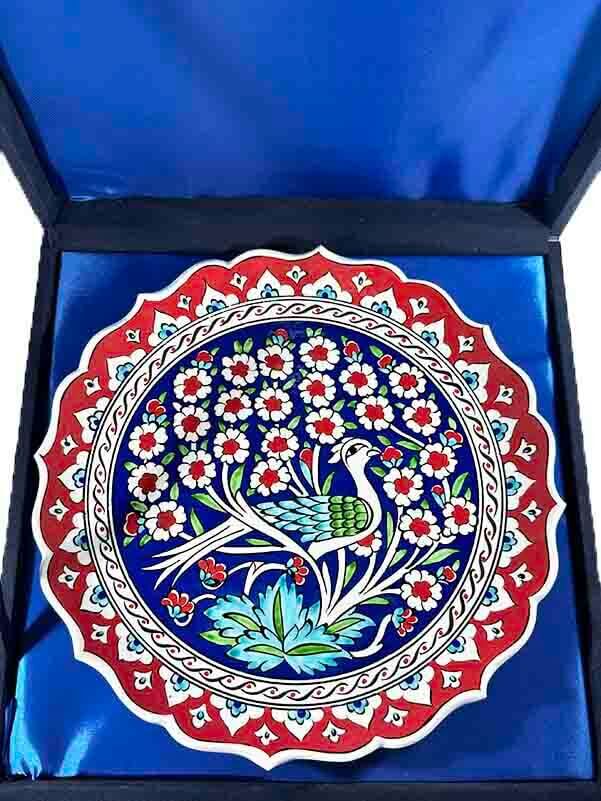Iznik Wandteller 25 cm – „Garten des Paradieses“-Motiv mit Pfau, Tulpe, Granatapfel und Hyazinthe - 3
