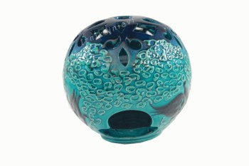 Kabartmalı Lale İşlemeli Mumluk - Çini Evi