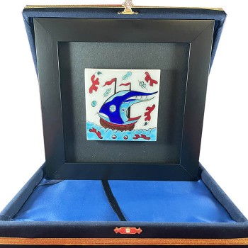 Kalyon Desenli Çini Plaket - Çini Evi