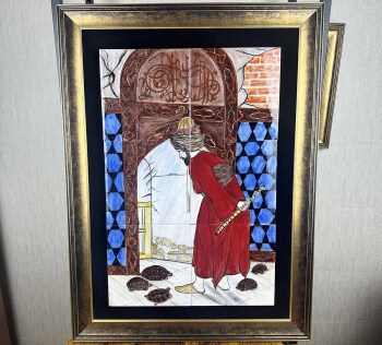 Kaplumbağa Terbiyecisi İznik Çini Pano - Çini Evi