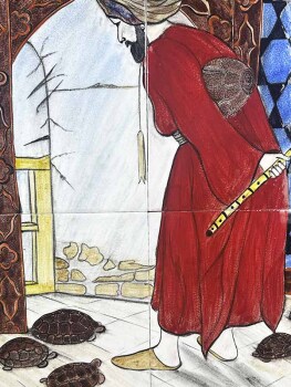 Kaplumbağa Terbiyecisi İznik Çini Pano - 2