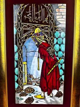 Kaplumbağenerzieher – Osman Hamdi Bey Motiv auf Iznik Fliesenpanel - Çini Evi (1)