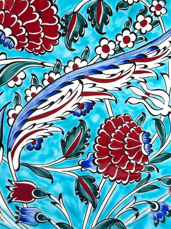 Baharın Zarafeti, Turkuaz Zeminli İznik Çini Tabak - 2